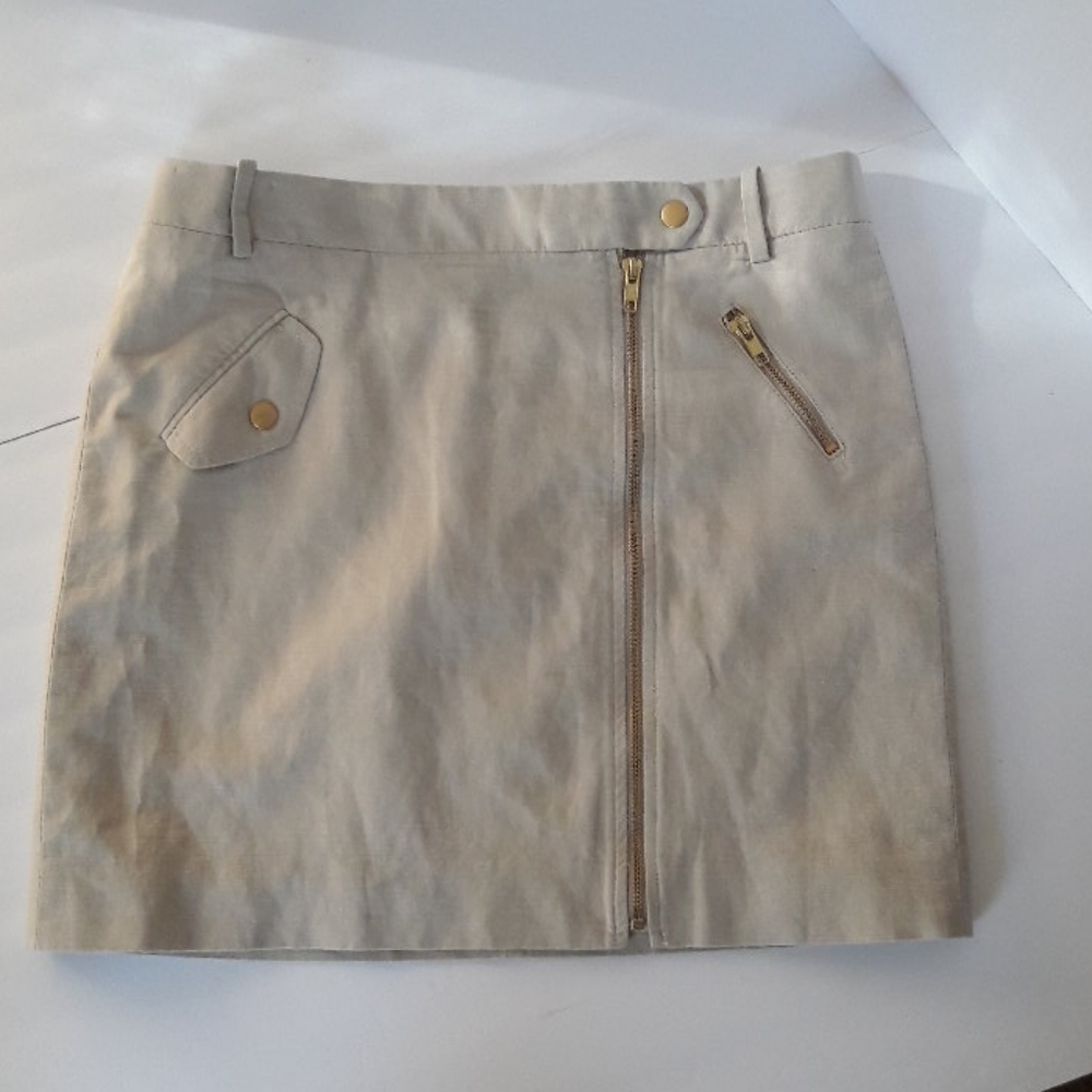 J. Crew Nikki Linen Blend Tan Skirt Size 6